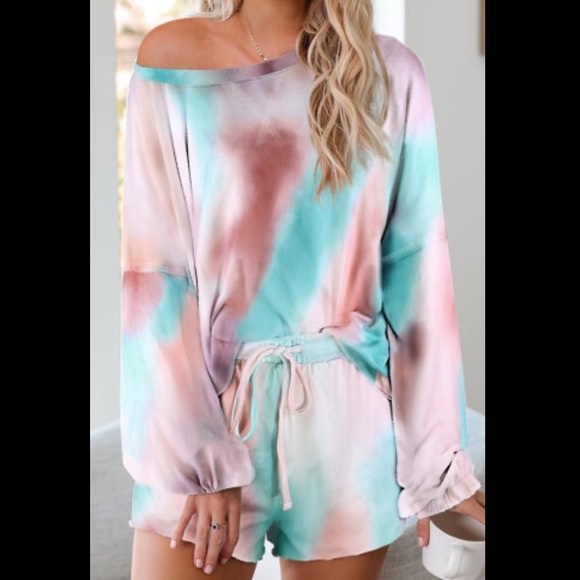 Tie Dye Loungewear Pajama Short Lingerie Set M - Picture 2 of 8